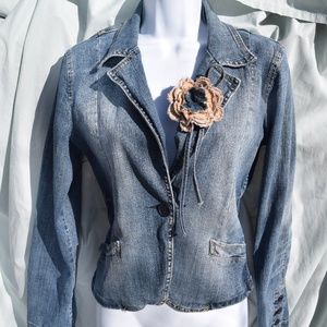 Hydraulic Denim Rose Blue Jean Jacket One Button